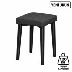 KARE TEKLİ PUF TAKIMI TABURE BENCH MAKYAJ SANDALYESİ SİYAH AYAK