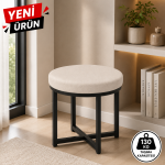ZİRO TEKLİ PUF TABURE BENCH MAKYAJ SANDALYESİ SİYAH AYAK
