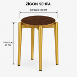 ROMA 4LÜ ZİGON SEHPA YAN SEHPA SERVİS SEHPASI GOLD METAL AYAK - Görsel 3