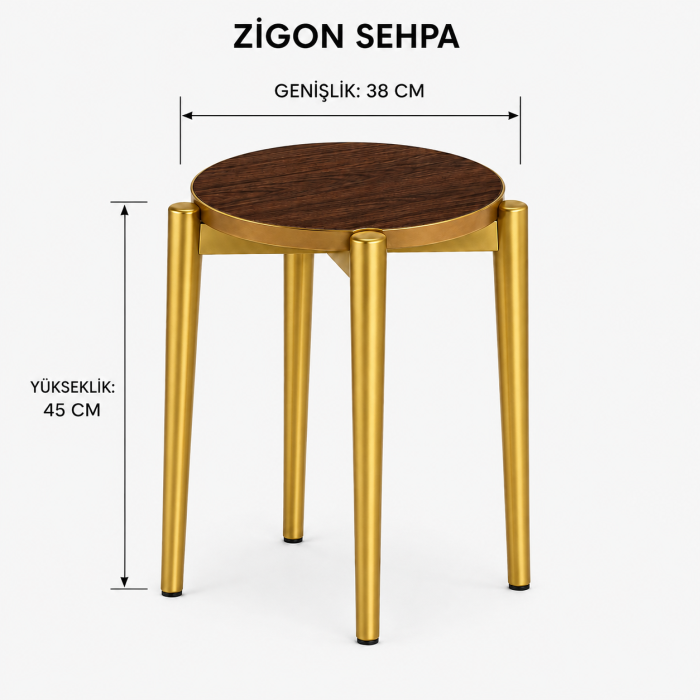 ROMA 4LÜ ZİGON SEHPA YAN SEHPA SERVİS SEHPASI GOLD METAL AYAK - Görsel 3