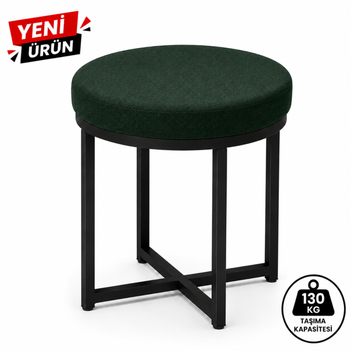 ZİRO TEKLİ PUF TABURE BENCH MAKYAJ SANDALYESİ SİYAH AYAK - Görsel 3