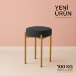 CEMRE TEKLİ PUF TABURE BENCH MAKYAJ SANDALYESİ GOLD AYAK
