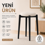 ZÜMRA TEKLİ PUF TABURE BENCH MAKYAJ SANDALYESİ SİYAH AYAK