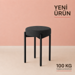 CEMRE TEKLİ PUF TABURE BENCH MAKYAJ SANDALYESİ SİYAH AYAK - Görsel 2
