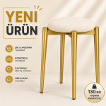 ZÜMRA TEKLİ PUF TABURE BENCH MAKYAJ SANDALYESİ GOLD AYAK