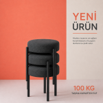 CEMRE 3LÜ PUF TABURE BENCH MAKYAJ SANDALYESİ SİYAH AYAK