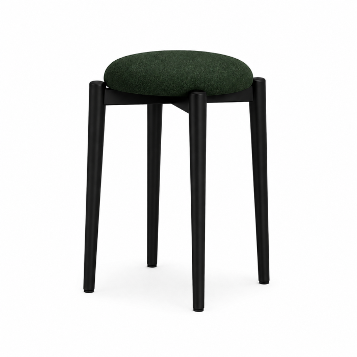 ZÜMRA TEKLİ PUF TABURE BENCH MAKYAJ SANDALYESİ SİYAH AYAK - Görsel 2
