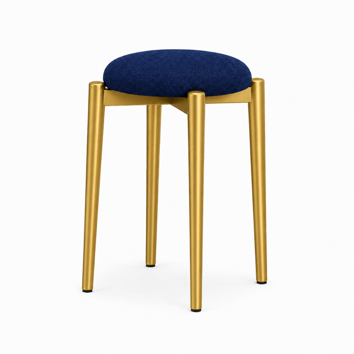 ZÜMRA TEKLİ PUF TABURE BENCH MAKYAJ SANDALYESİ GOLD AYAK - Görsel 2