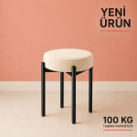 CEMRE TEKLİ PUF TABURE BENCH MAKYAJ SANDALYESİ SİYAH AYAK